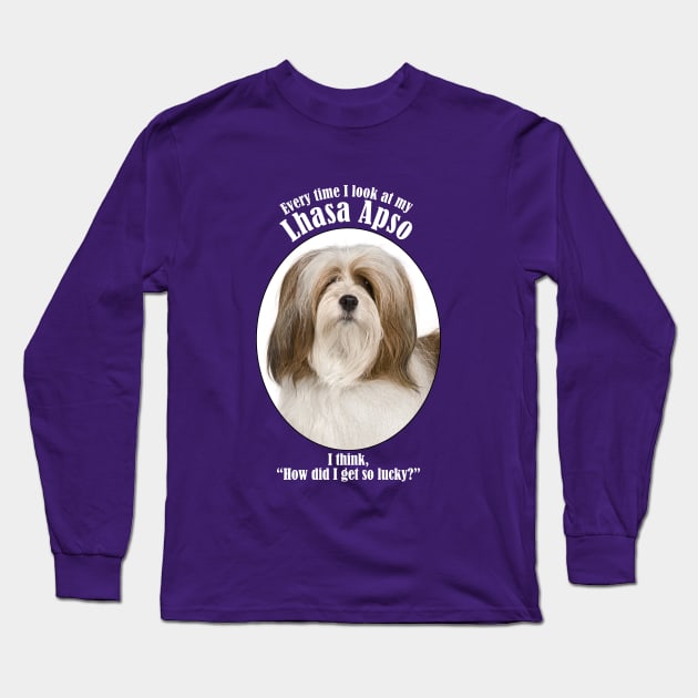 Lucky Lahasa Apso Long Sleeve T-Shirt by You Had Me At Woof